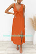 Sleeveless Tie Knot Front Pocketed Slit Midi Dress (8 Colors Available)