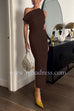 9 Colors Rebadress Asymmetric Shoulder Back Slit Cotton Linen Maxi Dress