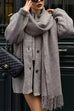 Rebadress Button Down Pocketed Winter Knit Coat with Scarf