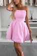 Rebadress Strapless Tube Pocketed Bubble Mini Dress