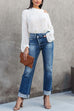 Rebadress High Waist Straight Leg Ripped Denim Pants