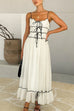 Rebadress Spaghetti Strap Frill Trim Tie Bow Maxi Dress