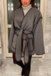 Rebadress Open Front Pocketed Splice Coat with Belt