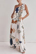 Rebadress Tie Knot One Shoulder Floral Print Maxi Dress