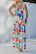 Rebadress Bow Shoulder Ruffle Tiered Printed Flowy Maxi Cami Dress