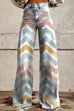 Rebadress High Rise Color Block Printed Wide Leg Pants