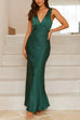 Rebadress V Neck Sleeveless Maxi Party Dress