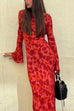 Rebadress Bell Long Sleeves Floral Print Maxi Dress