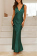 Rebadress V Neck Sleeveless Maxi Party Dress