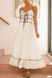 Rebadress Spaghetti Strap Frill Trim Tie Bow Maxi Dress