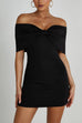 Rebadress Bow Off Shoulder Bodycon Mini Party Dress