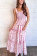 Rebadress Tie Shoulder Splice Floral Print Ruffle Maxi Cami Dress