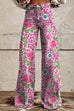 Rebadress Leopard Floral Print Wide Leg Pocketed Pants