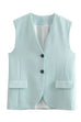 Rebadress V Neck Single Breasted Blazer Vest