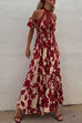 Off Shoulder High Waist Floral Print Ruffle Maxi Dress