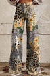 Rebadress Leopard Floral Print Wide Leg Pocketed Pants