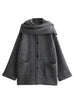 Rebadress Button Down Pocketed Winter Knit Coat with Scarf