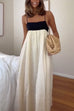 Rebadress Backless Color Block Splice Swing Maxi Cami Dress