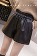 Rebadress Elastic Waist Pocketed Faux Leather Shorts