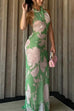 Halter Open Back Sleeveless Floral Print Maxi Dress