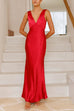 Rebadress V Neck Sleeveless Maxi Party Dress