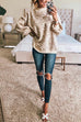 Rebedress Crewneck Drop Shoulder Leopard Slouchy Sweater