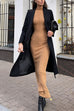 Rebadress Mockneck Long Sleeves Bodycon Knit Maxi Dress