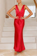 Rebadress V Neck Sleeveless Maxi Party Dress