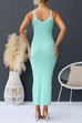 V Neck Ribbed Knit Bodycon Maxi Cami Dress