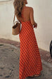 Scoop Neck Backless Geometric Print Maxi Cami Dress