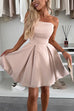 Rebadress Strapless Tube Pocketed Bubble Mini Dress