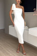 Bow One Shoulder Bodycon Midi Dress