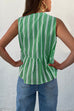 Rebadress Crewneck Sleeveless Striped Ruffle Bow Top