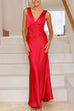 Rebadress V Neck Sleeveless Maxi Party Dress