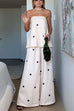 Rebadress Polka Dot Strapless Top and Wide Leg Palazzo Pants Set