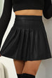 Rebadress High Waist Faux Leather Pleated Mini Skirt