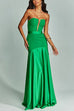 Rebadress Mesh V Neck Strapless Splice Flare Maxi Party Dress