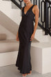 Rebadress V Neck Sleeveless Maxi Party Dress