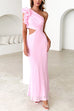 Rebadress Frill One Shoulder Sleeveless Cut Out Maxi Dress