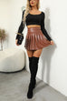 Rebadress High Waist Faux Leather Pleated Mini Skirt