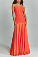 Rebadress Mesh V Neck Strapless Splice Flare Maxi Party Dress