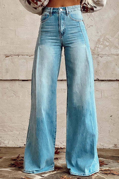 Rebadress Distressed Wide Leg Casual Denim Pants