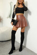 Rebadress High Waist Faux Leather Pleated Mini Skirt