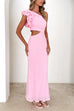 Rebadress Frill One Shoulder Sleeveless Cut Out Maxi Dress