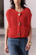 Rebadress Gold Buttons Pocketed Chunky Sweater Vest