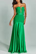 Rebadress Mesh V Neck Strapless Splice Flare Maxi Party Dress