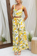 Tie Waist Wide Leg Lemon Print Pants