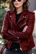 Rebadress Vintage Lapel Zip Up Faux Leather Moto Jacket