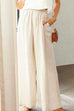 Rebadress Elastic Waist Pocketed Wide Leg Cotton Linen Pants