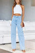 Rebadress Distressed Wide Leg Boyfriend Denim Pants